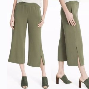 White House Black Market Green Wide Leg Crop Pant